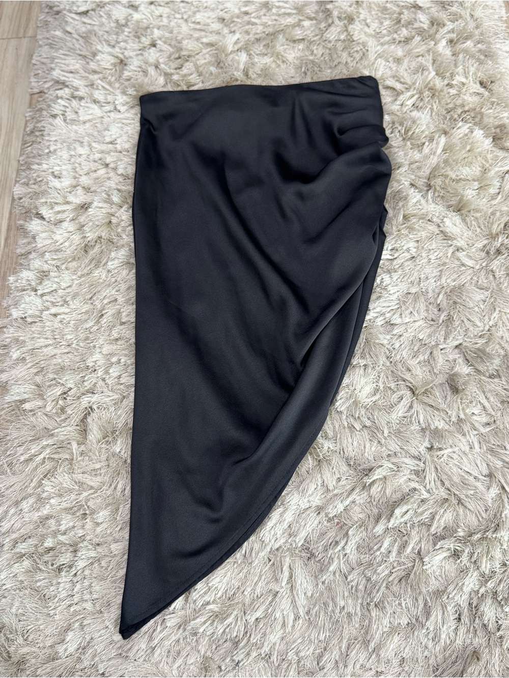 Gianni Bini Black Asymmetrical Draped Midi Skirt